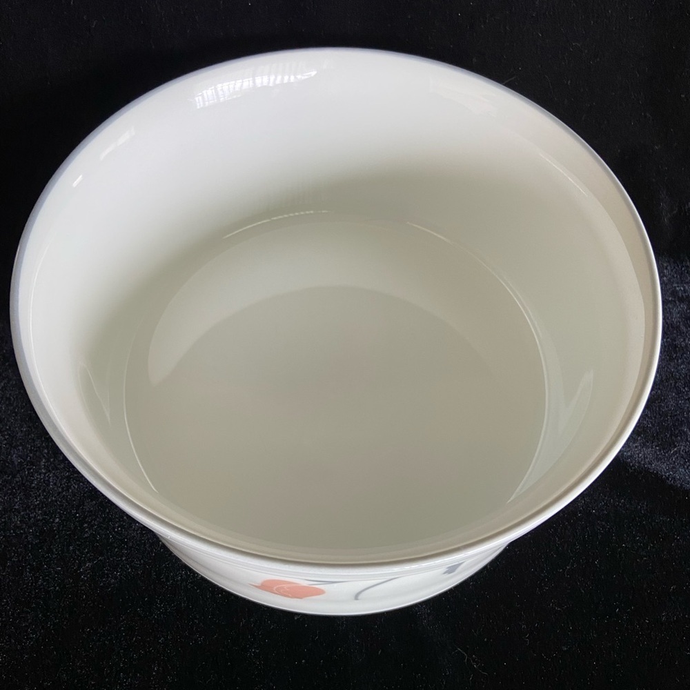 DANSK Tivoli Belles Fleurs Grey Round Soufflé Casserole Baking Dish EXCELLENT - Picture 3 of 7